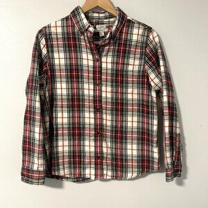 L.L. Bean Plaid Flannel Button Up Shirt Long-Sleeved 100% Cotton Men's S Relaxed